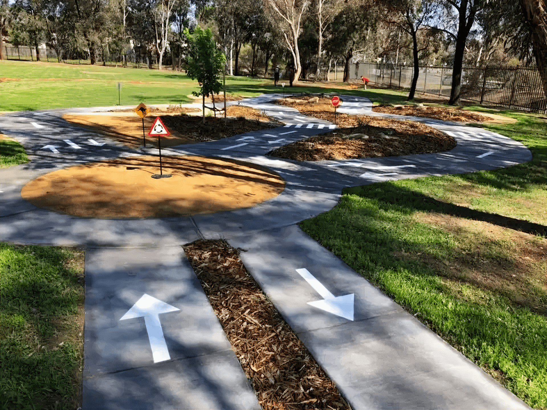 Road roundabout and playground concreting by Dan and Dan Landscaping